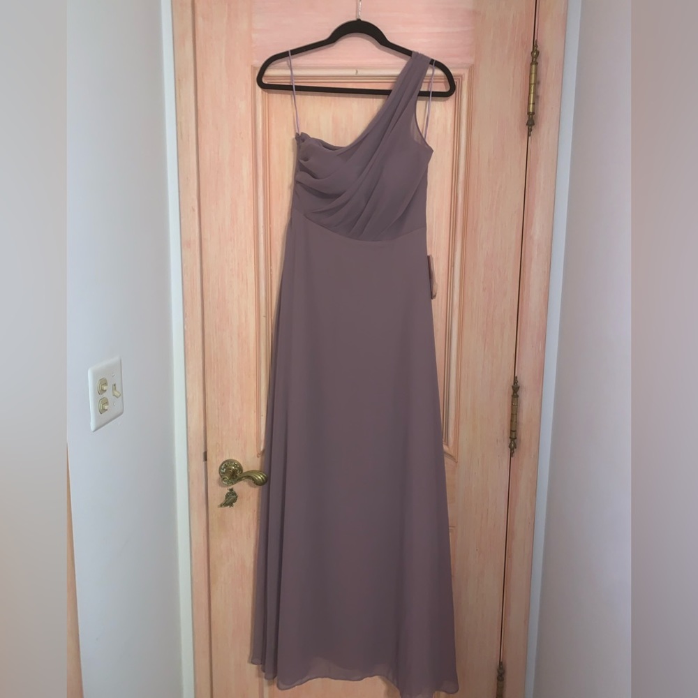 One Shoulder Bridesmaid Dress in Dark Mauve Chiffon